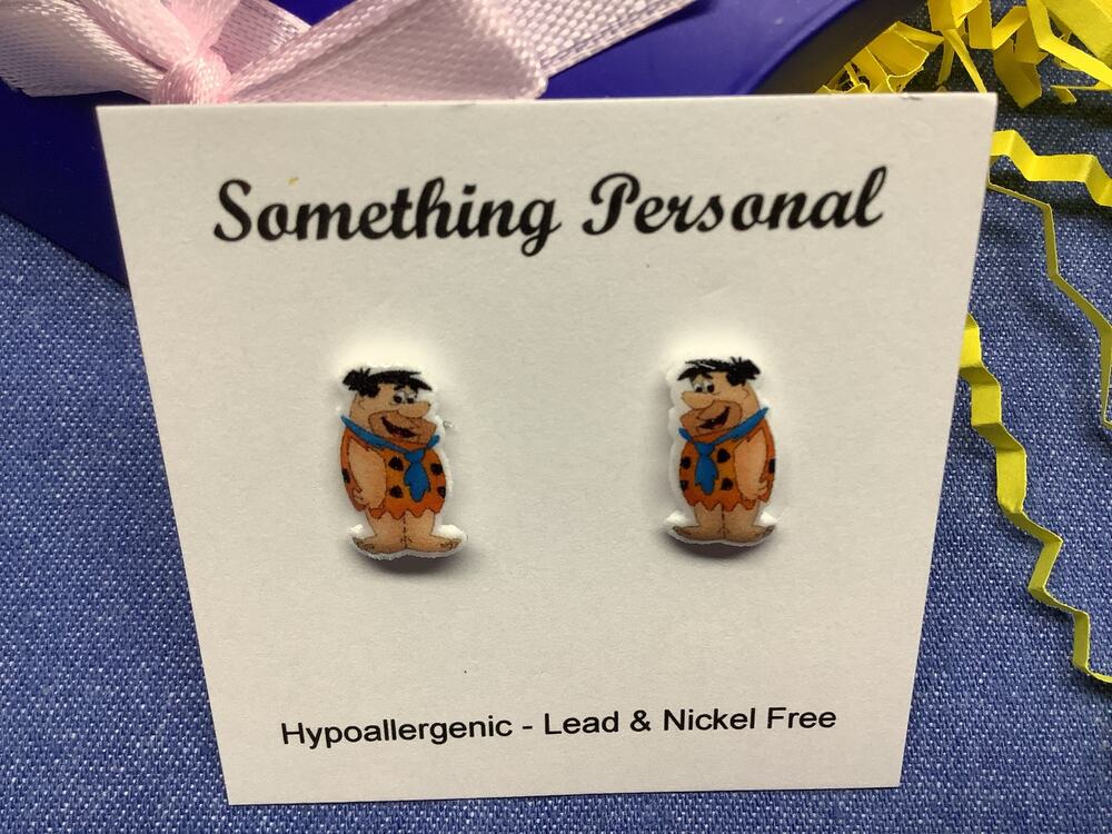 Fred Flinstone - Flintstone Cartoons Inspired Post Earrings - Gift Boxed - Chibi